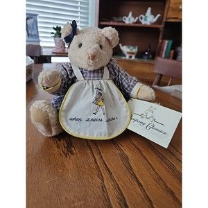 Vintage Morton Salt COMPANY CLASSICS JOINTED TEDDY BEAR 95' when it rains apron